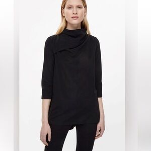 COS Black Draped Cowl Neck Top